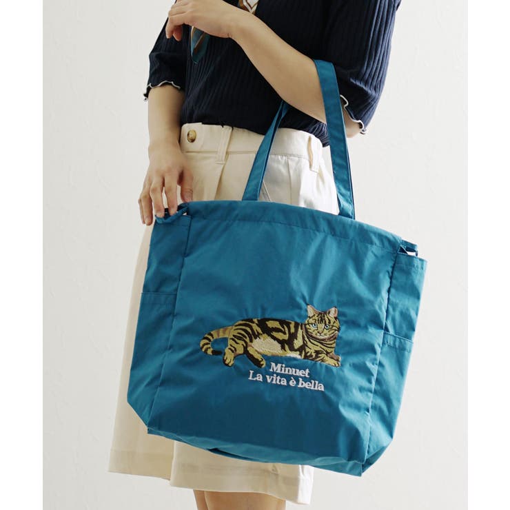 ブルー［ミヌエット］ | アニマル刺繍巾着トートバッグ | e-zakkamania stores