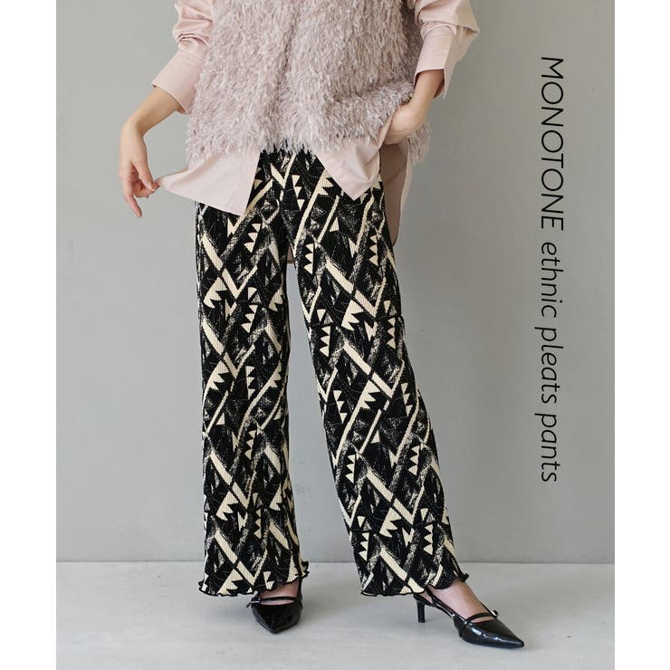 モノトーンエスニック柄 プリーツパンツ | e-zakkamania stores | 詳細画像2 