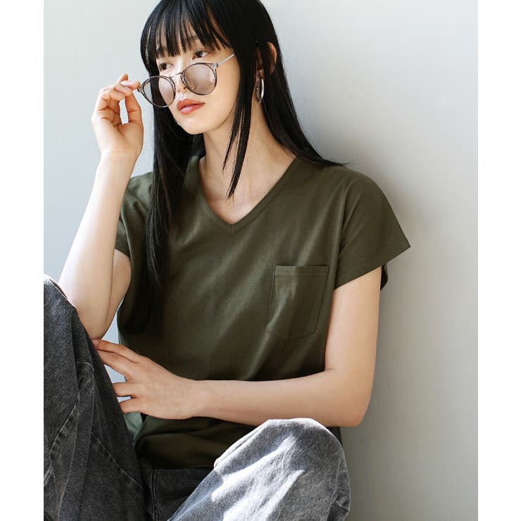 ダークカーキ | zootie（ズーティー）：汗しみない Tシャツ［Vネック ポケットTEE］ | e-zakkamania stores