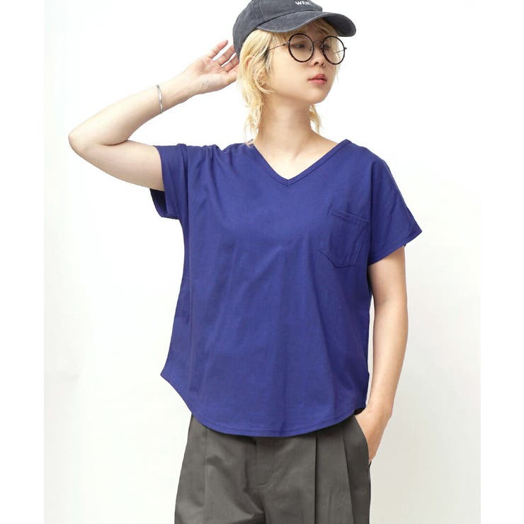 インクブルー | zootie（ズーティー）：汗しみない Tシャツ［Vネック ポケットTEE］ | e-zakkamania stores