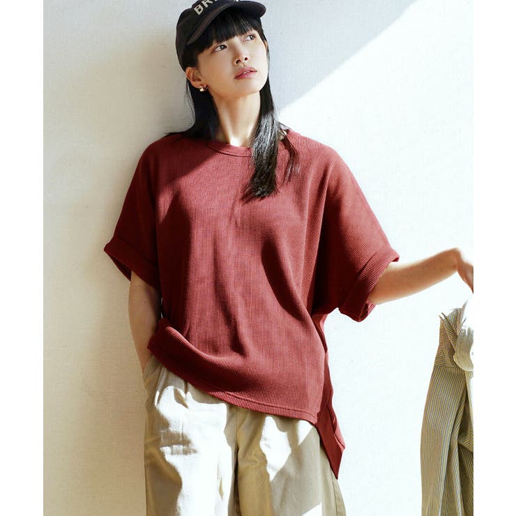 ワインレッド | zootie（ズーティー）：ワッフルカットソー ロールアップ ドルマンスリーブ | e-zakkamania stores