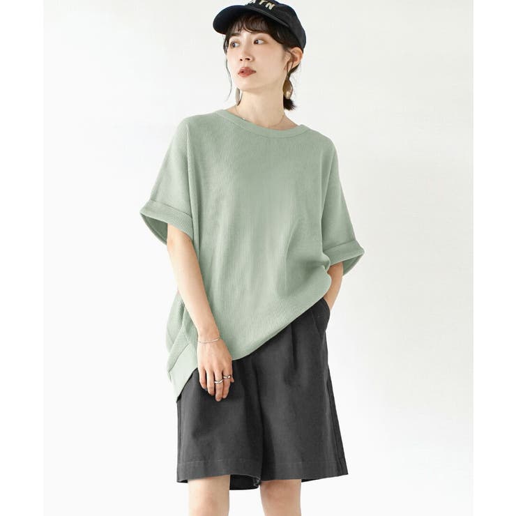 アッシュミント | zootie（ズーティー）：ワッフルカットソー ロールアップ ドルマンスリーブ | e-zakkamania stores