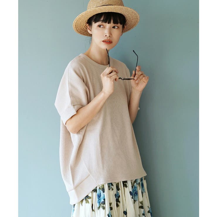 アイボリーベージュ | zootie（ズーティー）：ワッフルカットソー ロールアップ ドルマンスリーブ | e-zakkamania stores