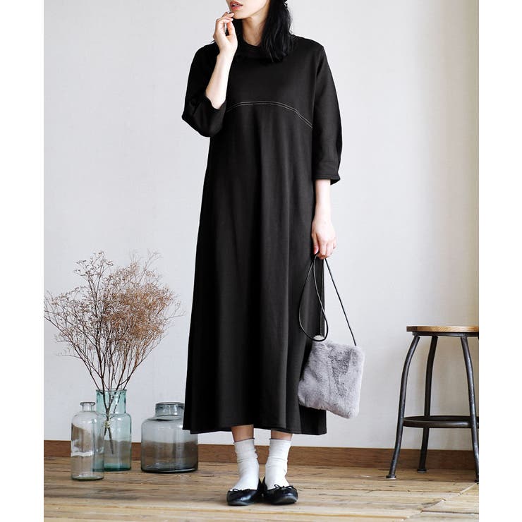 ブラック | zootie（ズーティー）：シミヘン加工 フレンチバスク Aラインフレアワンピー… | e-zakkamania stores