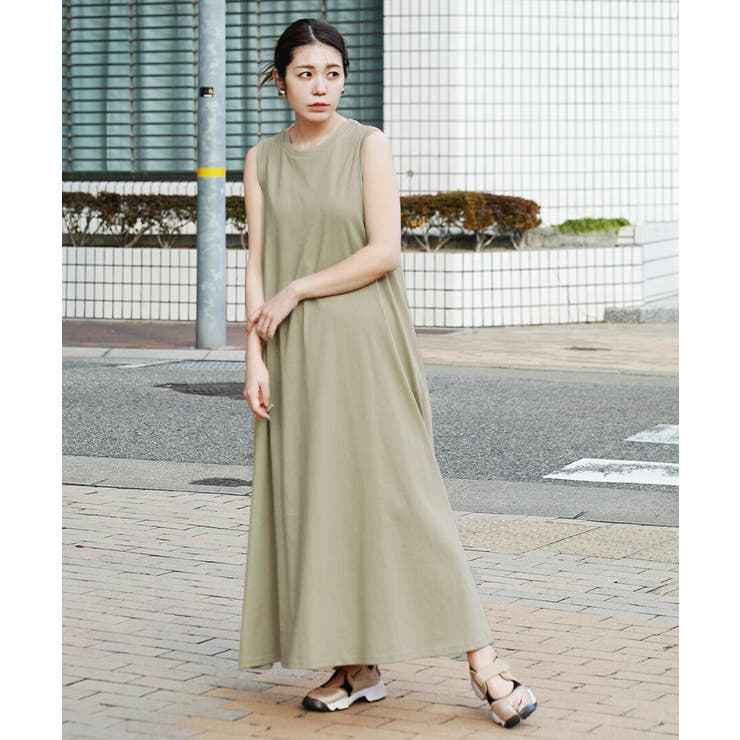 アッシュカーキ | zootie（ズーティー）：汗しみない カップ付きノースリーブワンピース | e-zakkamania stores