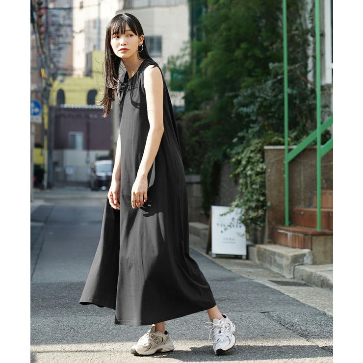 ブラック | zootie（ズーティー）：汗しみない カップ付きノースリーブワンピース | e-zakkamania stores