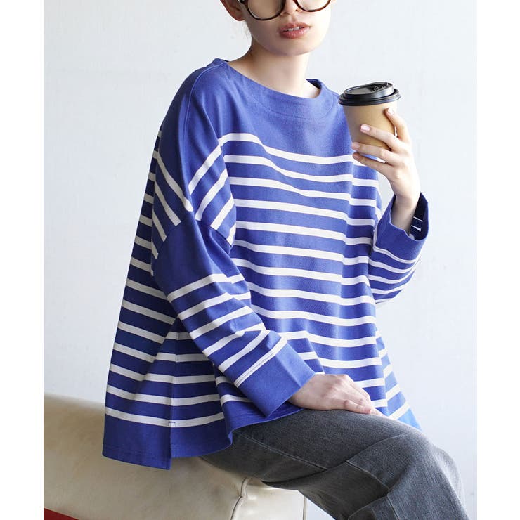 パネルブルー×オフ | zootie（ズーティー）：シミヘン加工 フレンチバスク ワイドプルオーバー［ボ… | e-zakkamania stores