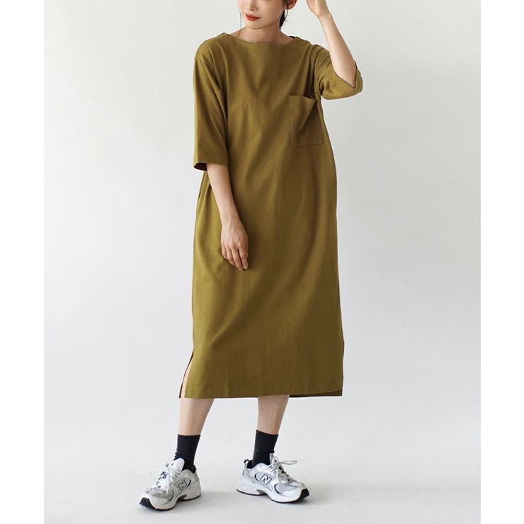 オーカー | zootie（ズーティー）：シミヘン加工 フレンチバスク ロングワンピース | e-zakkamania stores