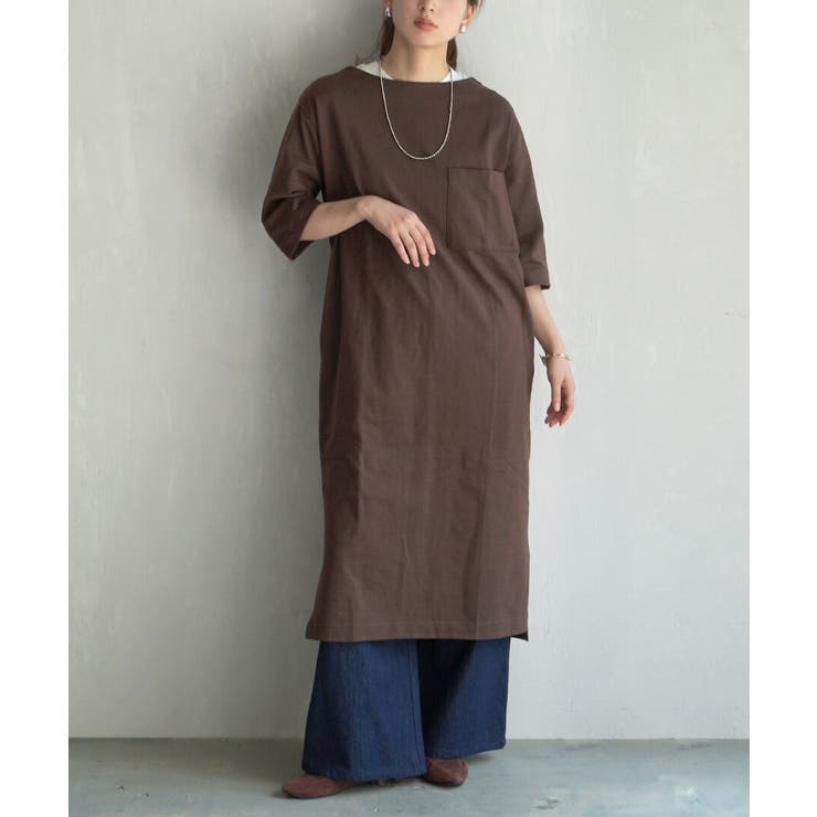 チョコブラウン | zootie（ズーティー）：シミヘン加工 フレンチバスク ロングワンピース | e-zakkamania stores