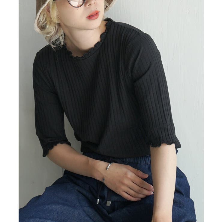 600.ブラック | zootie（ズーティー）：ハーフスリーブ リブカットソー | e-zakkamania stores