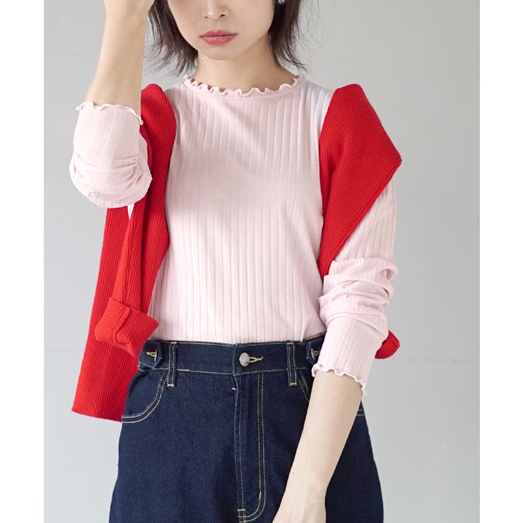 117.ミルキーピンク | zootie（ズーティー）：ロングスリーブ リブカットソー［クルーネック］ | e-zakkamania stores