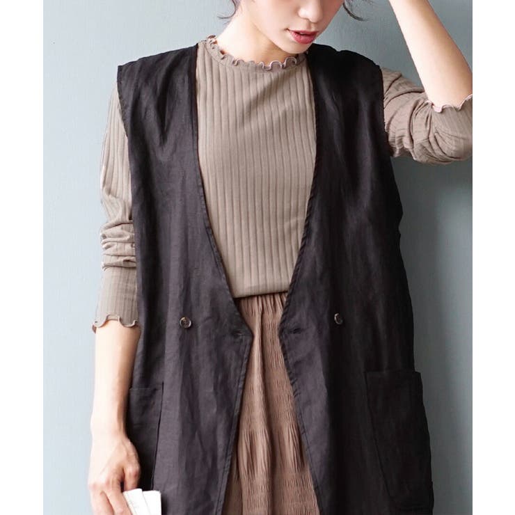 816.グレージュ | zootie（ズーティー）：ロングスリーブ リブカットソー［クルーネック］ | e-zakkamania stores