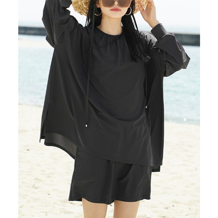 ブラック | zootie（ズーティー）：DAILY UTILITY ラッシュガード［ギャザー… | e-zakkamania stores