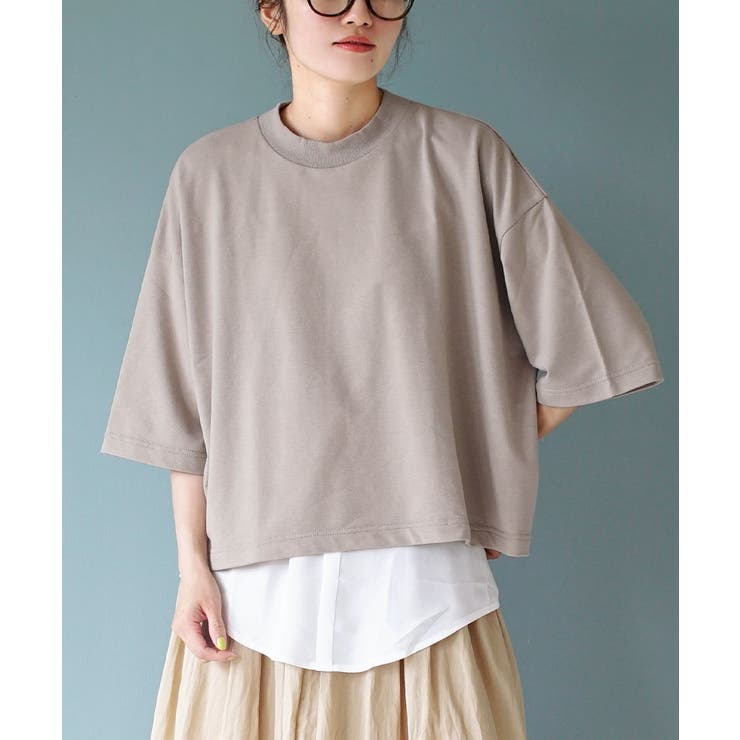 グレージュ | zootie（ズーティー）：こなれリラックス 半袖ハイネックプルオーバー | e-zakkamania stores