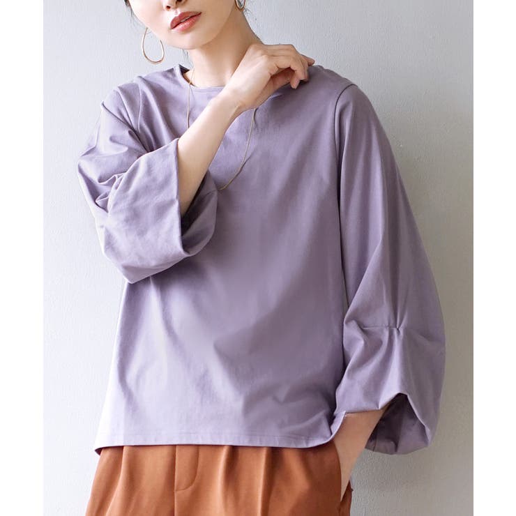 アッシュラベンダー | zootie（ズーティー）：スタイルアップ デザインスリーブ カットソー［七分袖… | e-zakkamania stores