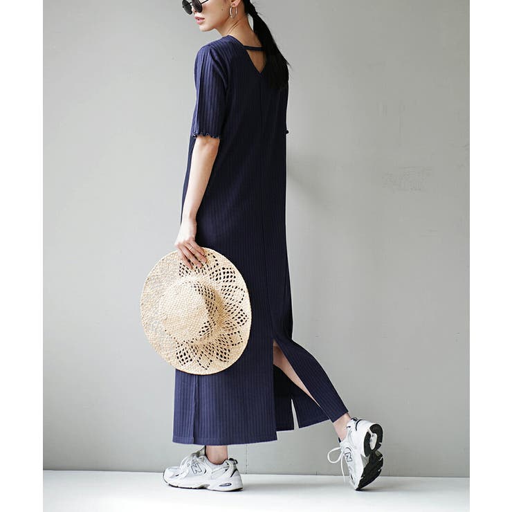 ネイビー | zootie（ズーティー）：汗しみない リブカットソー［バックＶネックワンピース… | e-zakkamania stores