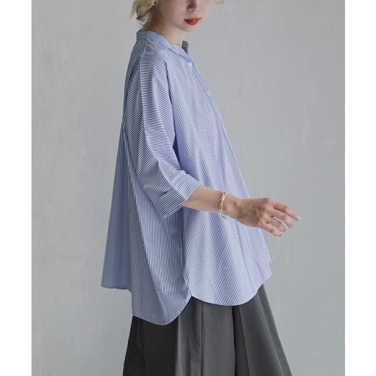 ストライプ | zootie（ズーティー）：汗じみ防止 ドルマンスリーブ ギャザーフレアシャツ | e-zakkamania stores