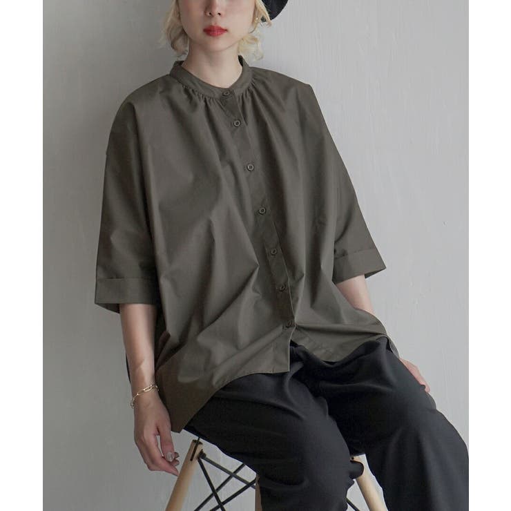 チャコール | zootie（ズーティー）：汗じみ防止 ドルマンスリーブ ギャザーフレアシャツ | e-zakkamania stores