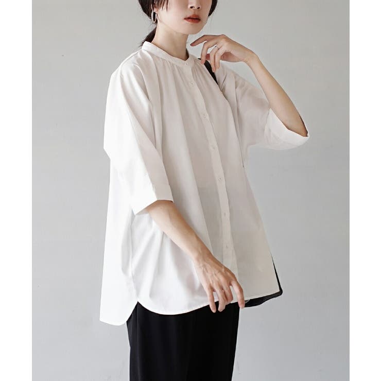 ホワイト | zootie（ズーティー）：汗じみ防止 ドルマンスリーブ ギャザーフレアシャツ | e-zakkamania stores