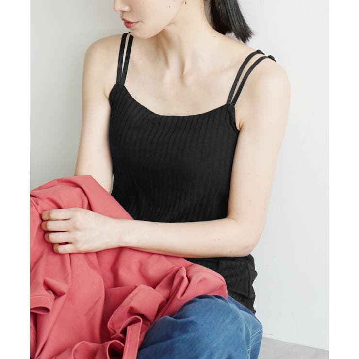 ブラック | zootie（ズーティー）：汗しみない リブカットソー［カップ付きキャミソール］ | e-zakkamania stores