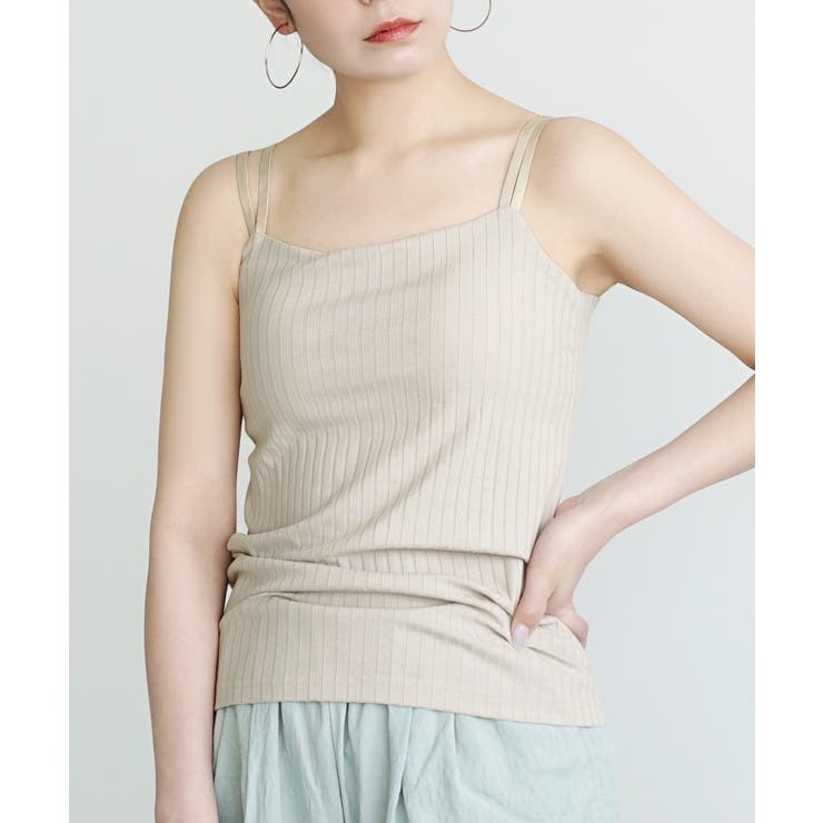 オフベージュ | zootie（ズーティー）：汗しみない リブカットソー［カップ付きキャミソール］ | e-zakkamania stores