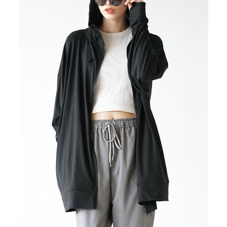 ブラック | zootie（ズーティー）：さらっと薄手で快適 UVカットロングパーカー | e-zakkamania stores