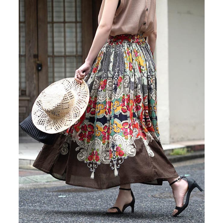 バロックフラワー | zootie（ズーティー）：インドコットン マキシスカート | e-zakkamania stores