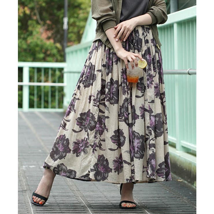 アンティークフラワー | zootie（ズーティー）：インドコットン マキシスカート | e-zakkamania stores
