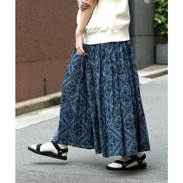 ブルータイル | zootie（ズーティー）：インドコットン マキシスカート | e-zakkamania stores