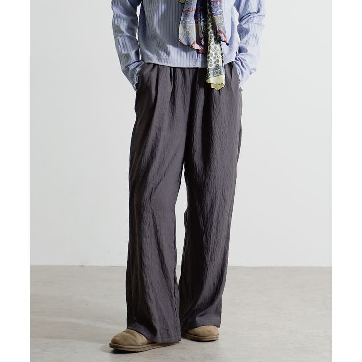 チャコール | zootie（ズーティー）：やわらかワッシャー リラックスワイドパンツ | e-zakkamania stores