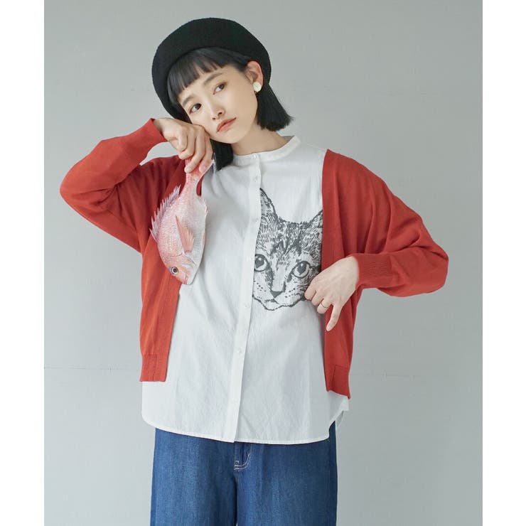 zootie（ズーティー）：キャットフェイス 刺繍風プリントシャツ | e-zakkamania stores | 詳細画像3 