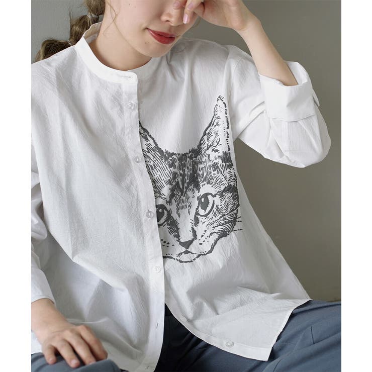 zootie（ズーティー）：キャットフェイス 刺繍風プリントシャツ | e-zakkamania stores | 詳細画像6 