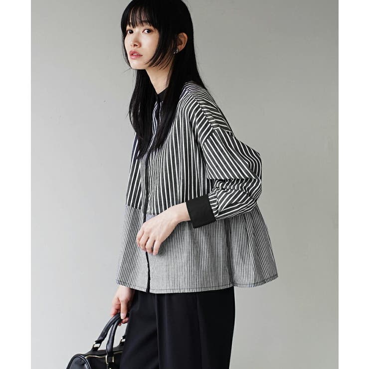 zootie（ズーティー）：切り替えストライプ バックギャザークレリックシャツ | e-zakkamania stores | 詳細画像7 