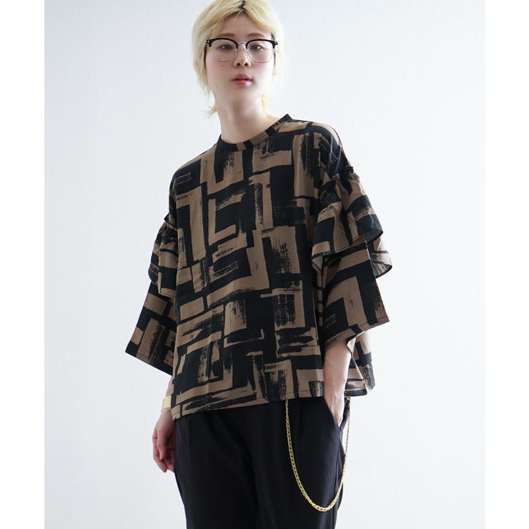 zootie（ズーティー）：ニュアンス柄 フリル袖ブラウス | e-zakkamania stores | 詳細画像5 