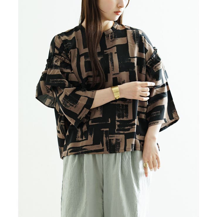 zootie（ズーティー）：ニュアンス柄 フリル袖ブラウス | e-zakkamania stores | 詳細画像19 