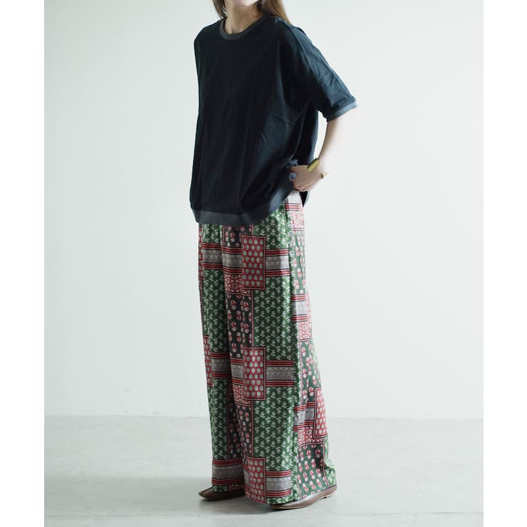 zootie（ズーティー）：パッチワークスカーフ柄プリント リラックスパンツ | e-zakkamania stores | 詳細画像8 