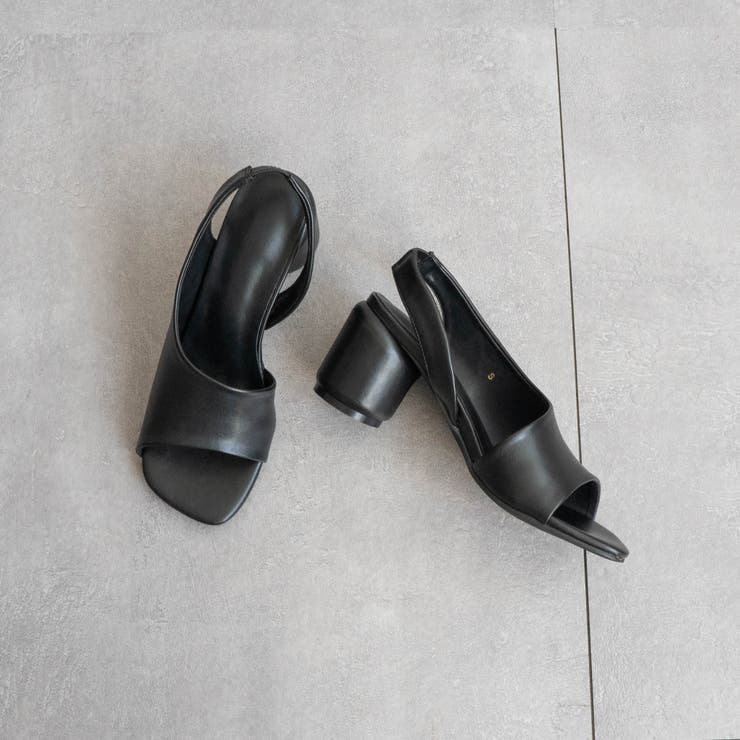 PUブラック | アシンメトリーバックストラップサンダル | FABBY FABBY.