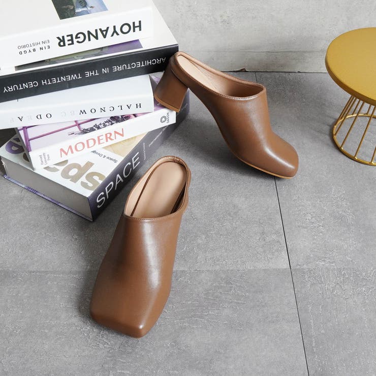 キャメル | スクエアトゥチャンキーヒールミュール | FABBY FABBY.