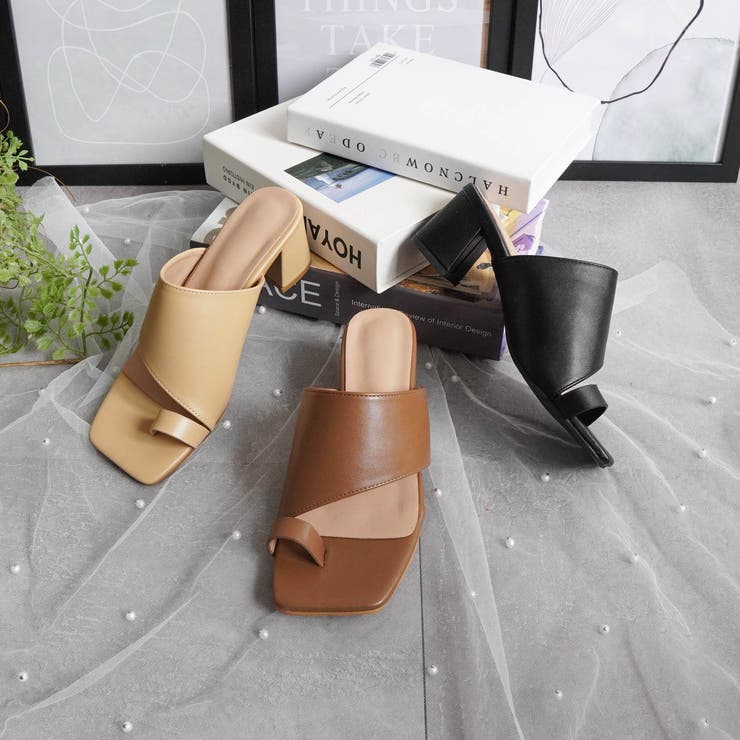 スクエアトゥ トング チャンキーヒールサンダル | FABBY FABBY. | 詳細画像1 