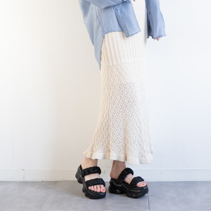 厚底シフォン2ベルトサンダル[品番：FBBS0010061]｜FABBY FABBY