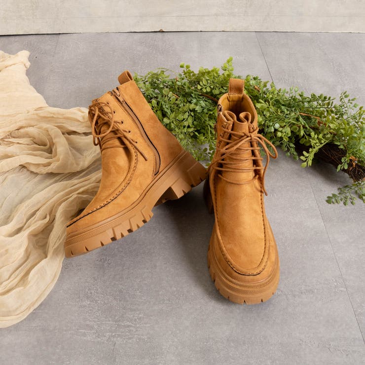 キャメル | レースアップスエードタンクソールショートブーツ | FABBY FABBY.