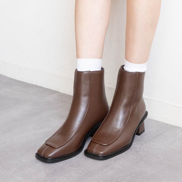 スクエアトゥバックファスナーショートブーツ | FABBY FABBY. | 詳細画像12 