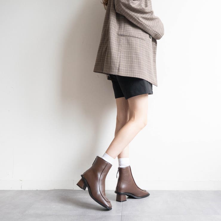スクエアトゥバックファスナーショートブーツ | FABBY FABBY. | 詳細画像26 