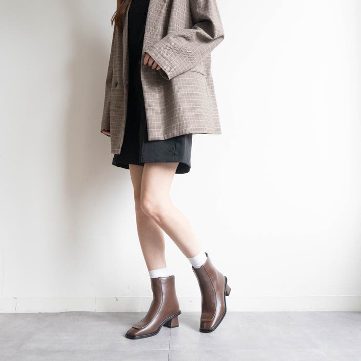 スクエアトゥバックファスナーショートブーツ | FABBY FABBY. | 詳細画像27 