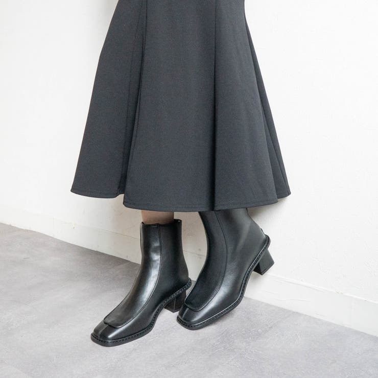 スクエアトゥバックファスナーショートブーツ | FABBY FABBY. | 詳細画像7 