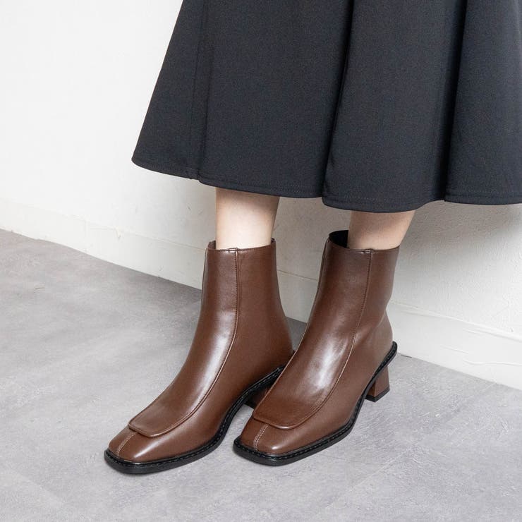 スクエアトゥバックファスナーショートブーツ | FABBY FABBY. | 詳細画像8 