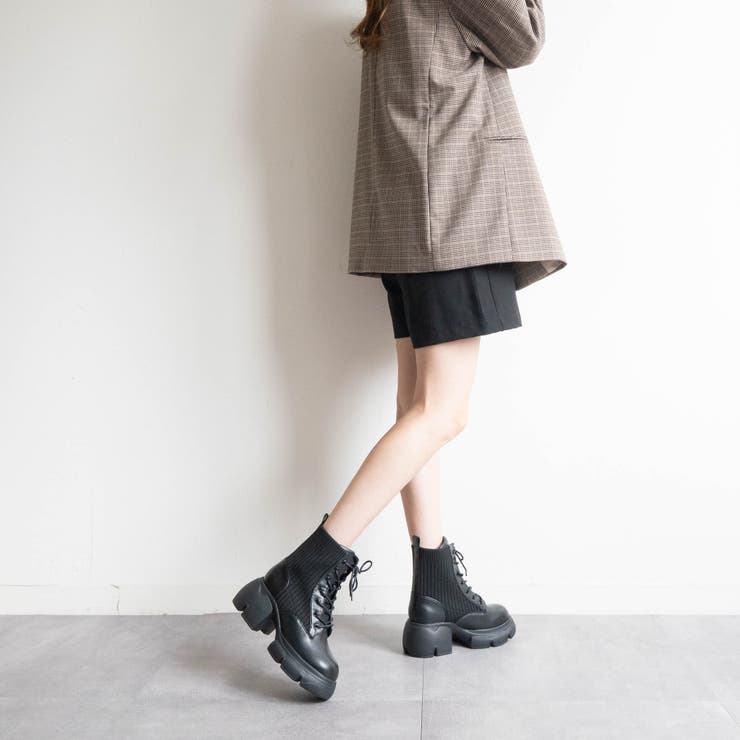 厚底リブニットレースアップショートブーツ | FABBY FABBY. | 詳細画像7 