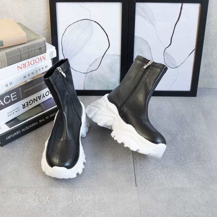 ブラック | ボリュームスニーカーストレッチブーツ | FABBY FABBY.