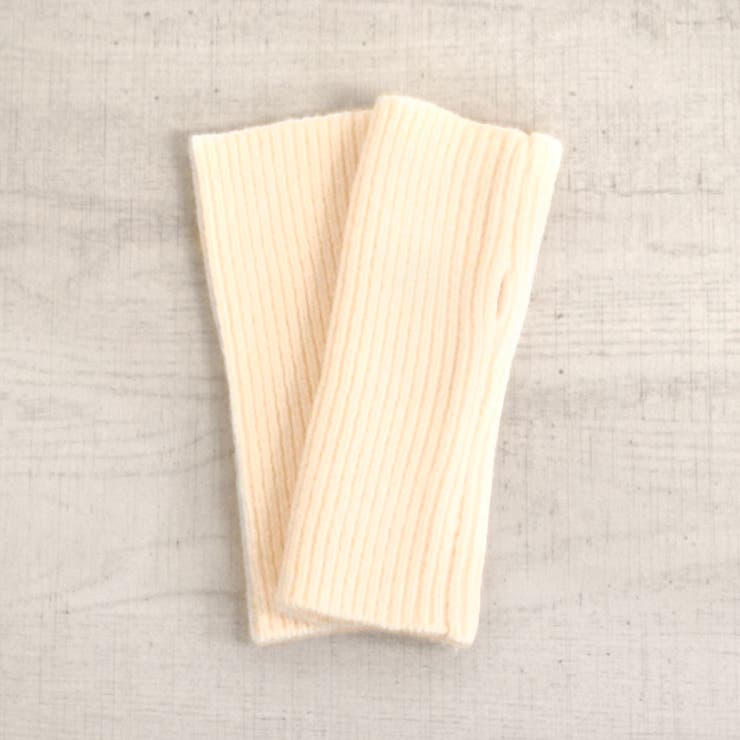 アイボリー | ショートニットアームウォーマー リブ編み アームカバー 手袋 | FACION