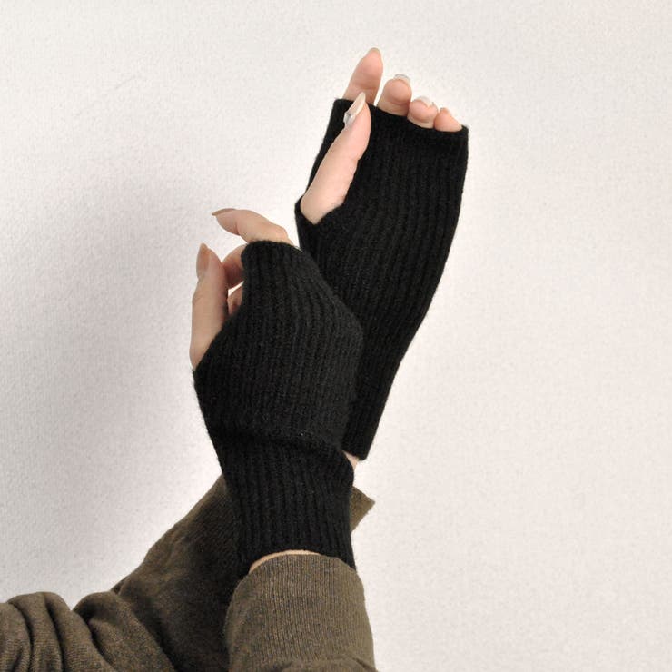 ショートニットアームウォーマー リブ編み アームカバー 手袋 | FACION | 詳細画像6 